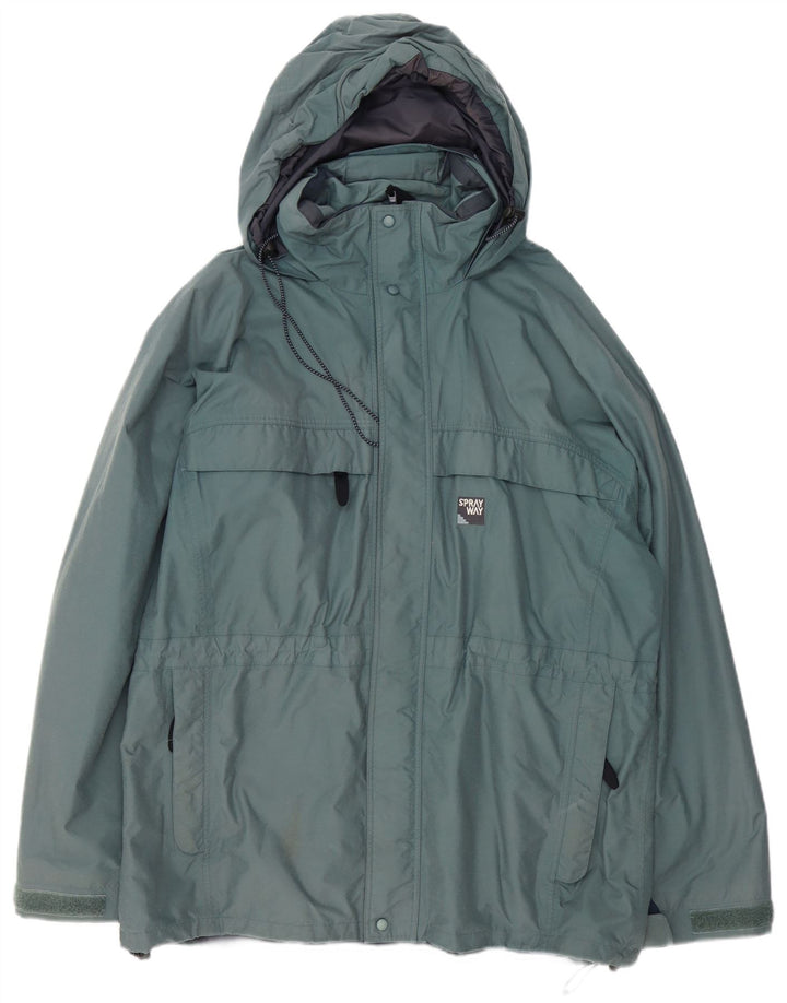 Sprayway Herre Hooded Windbreaker Jacket UK 40 Large Blue Polyamide