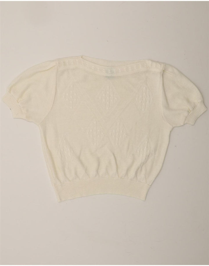 CANDA Womens Oversized Crop Boat Neck Jumper Sweater IT 44 Medium White Vintage Canda and Second-Hand Canda from Messina Hembry 