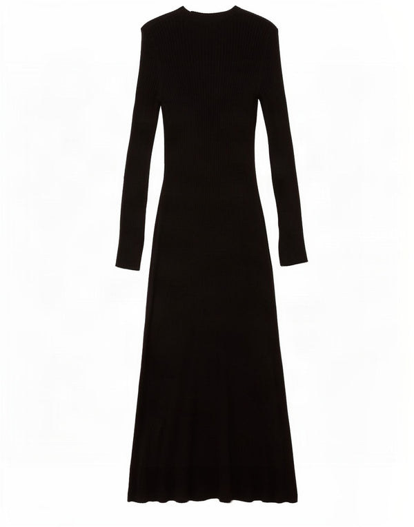 Zara Dame Maxi Langærmet Jumper Dress UK 8 Small Black Viscose