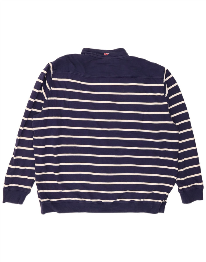 VINEYARD VINES Herre Zip Neck Sweatshirt Jumper 2XL Navy Blue Striped