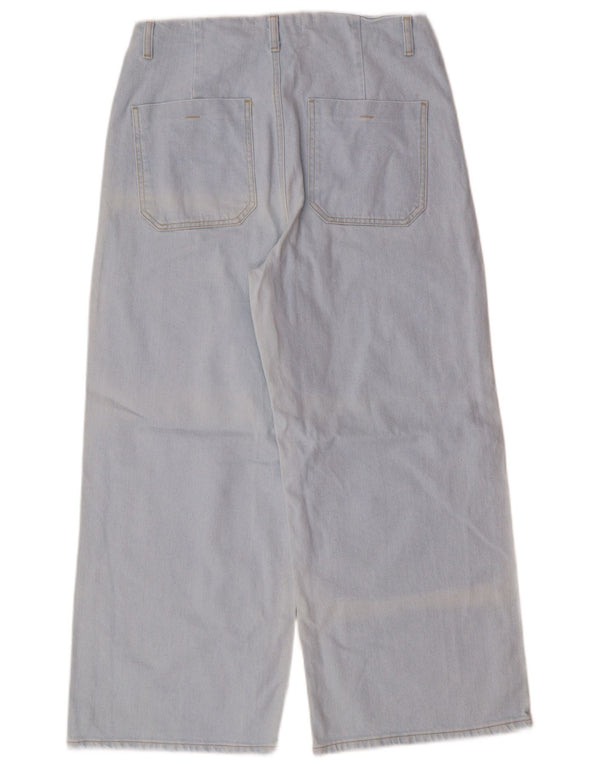 Zara Dame Jeans med høj talje og brede ben EU 42 Large W32 L26 Blue Classic