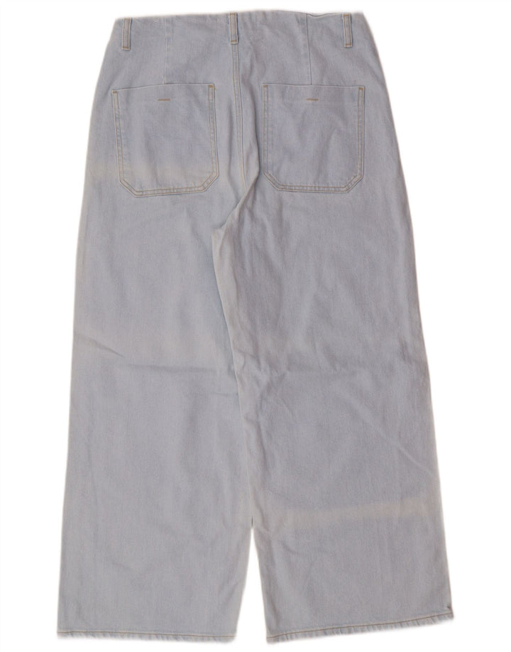 Zara Dame Jeans med høj talje og brede ben EU 42 Large W32 L26 Blue Classic