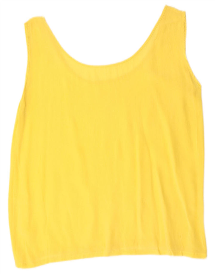 Vintage Dame Ærmeløs Bluse Top UK 12 Medium Gul