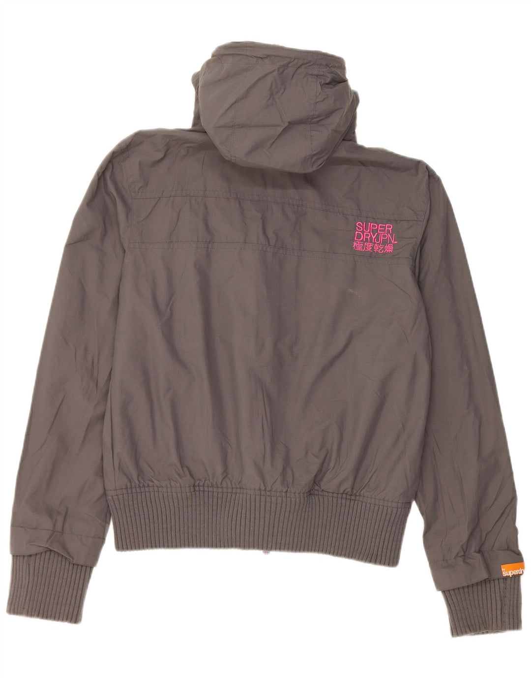 Superdry Regnjakke med hætte til kvinder UK 16 Stor grå nylon