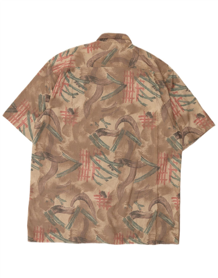 Ny hurtig herre abstrakt mønster kortærmet skjorte størrelse 43/44 XL Brun