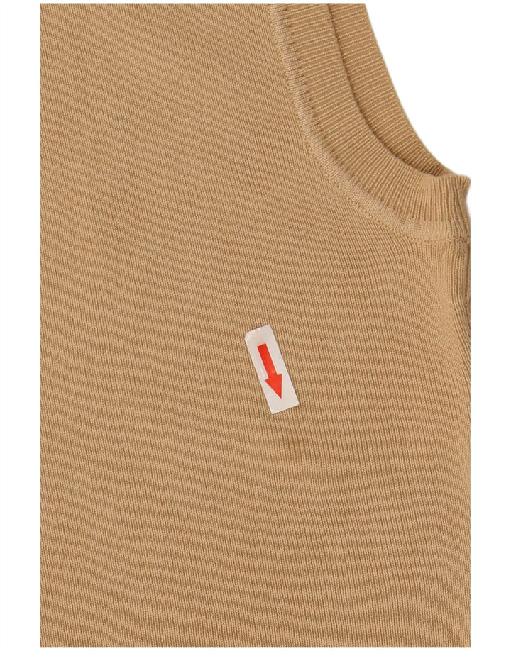 Zara Dame Crop Vest Tank Top UK 12 Medium Beige Viscose