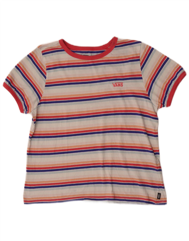 Vans T-Shirt Top UK 14 Stor Flerfarvet Stribet Bomuld