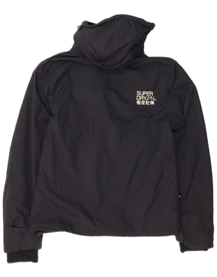 Superdry Windbreaker-jakke med hætte til kvinder UK 16 Stor sort nylon