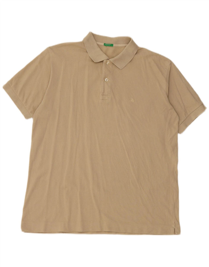Benetton Herre poloshirt Stor Khaki Bomuld