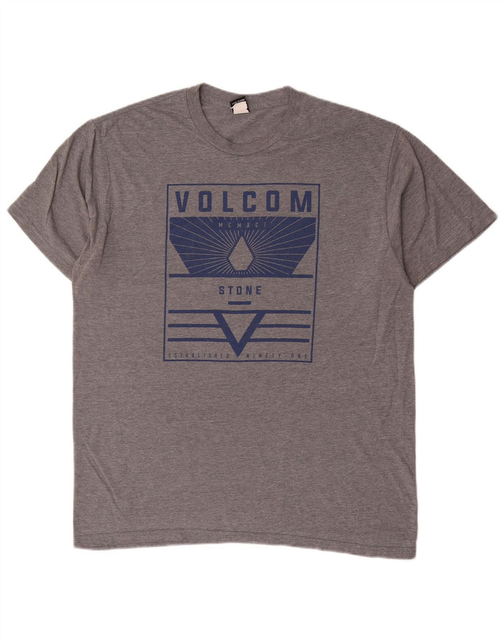 Volcom Herre Grafisk T-Shirt Top Stor Grå Bomuld