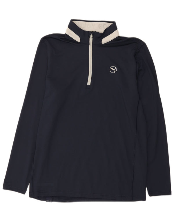 Puma herre lynlås hals top langærmet medium marineblå colourblock polyester