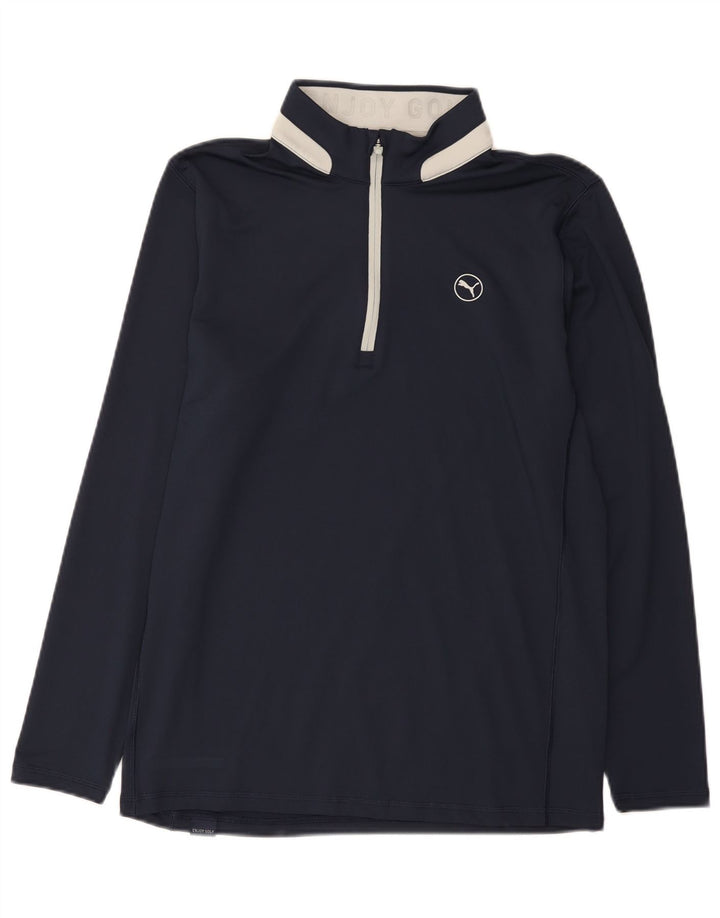 Puma herre lynlås hals top langærmet medium marineblå colourblock polyester