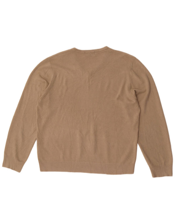 Marks & Spencer Herre Blue Harbor V-hals sweater XL Beige Akryl