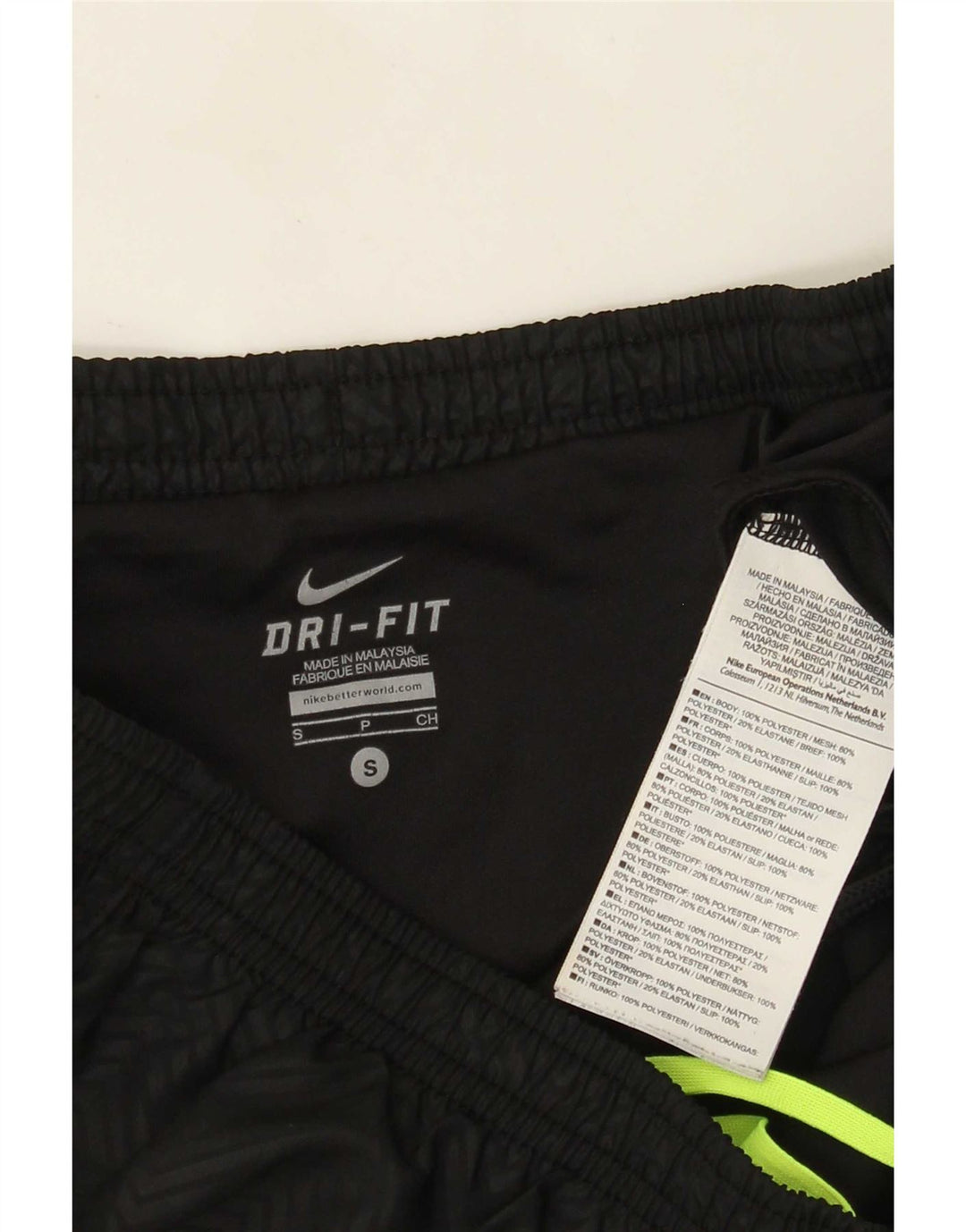 Nike Dame Dri Fit Sport Shorts UK 10 Small Black Chevron Polyester