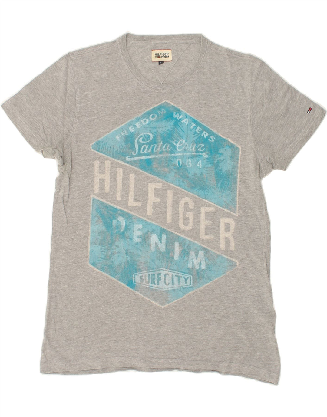 TOMMY HILFIGER Mens Graphic T-Shirt Top Medium Grey Cotton Vintage Tommy Hilfiger and Second-Hand Tommy Hilfiger from Messina Hembry 