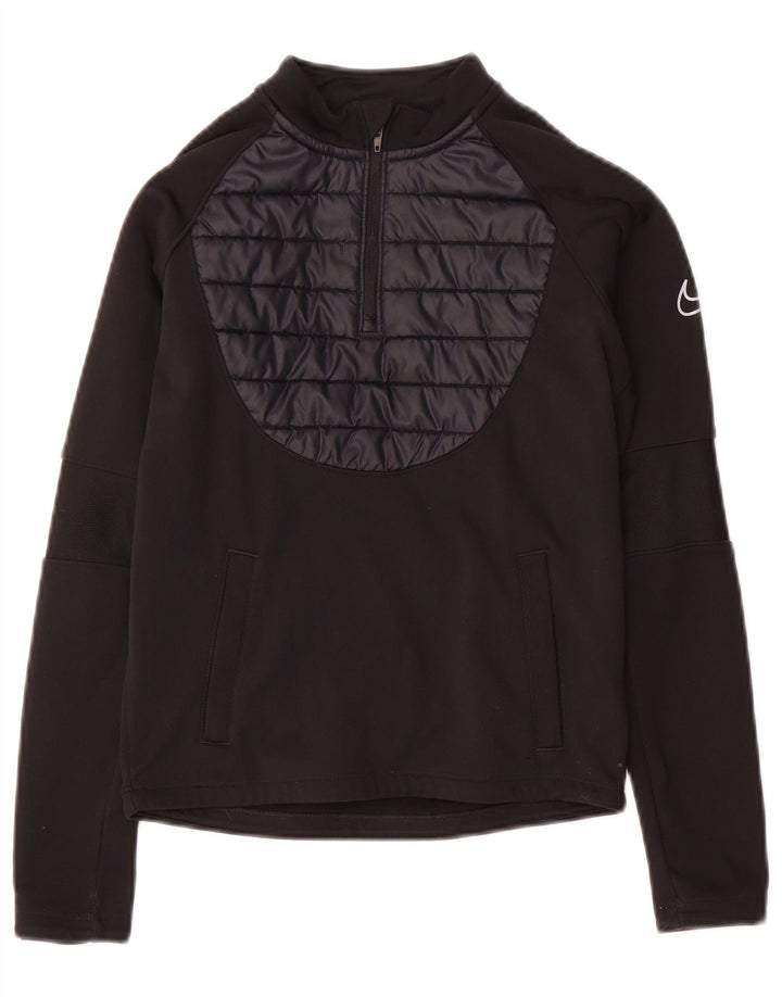 Nike Boys Therma-Fit Pullover med lynlås-hals træningsdragt Top 8-9 år lille Sort