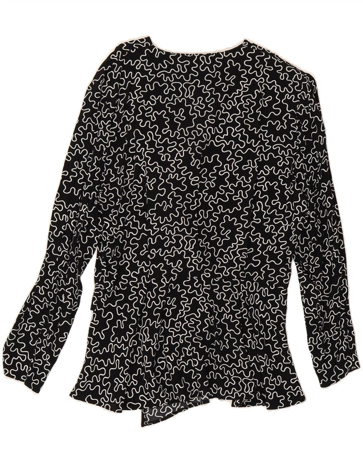 VINTAGE Womens Abstract Pattern Blazer Jacket IT 42 Medium Black Vintage Vintage and Second-Hand Vintage from Messina Hembry 