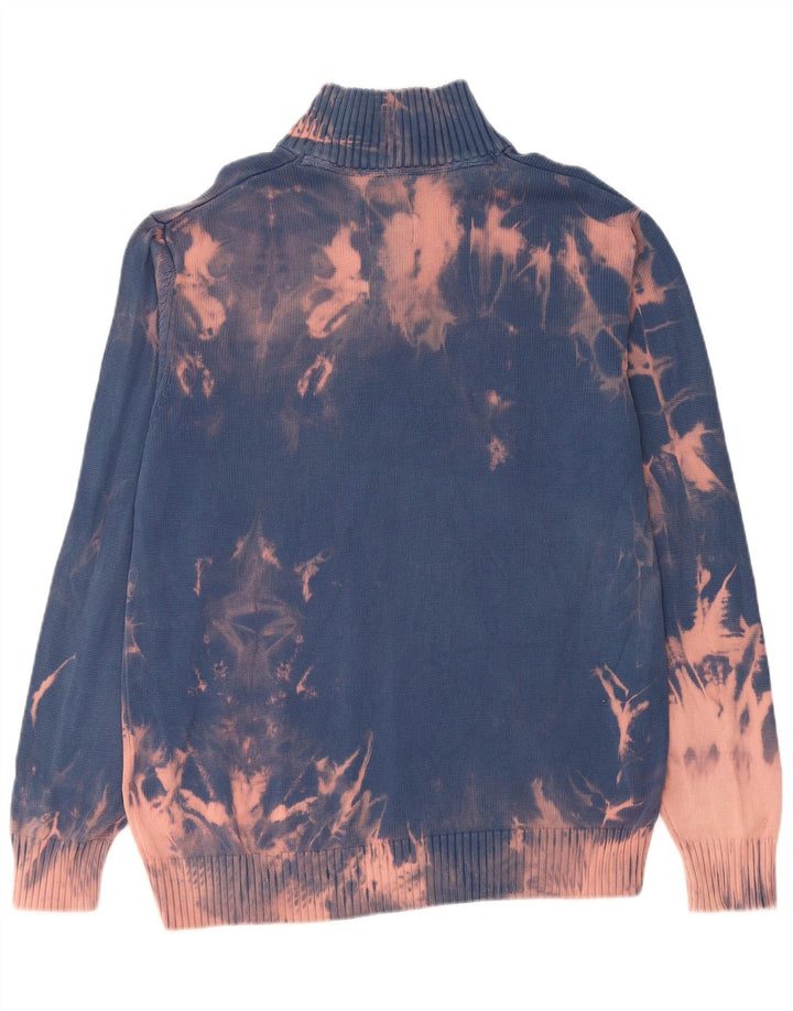 TOM TAILOR Herre Zip Neck Sweater XL Blue Tie Dye Bomuld