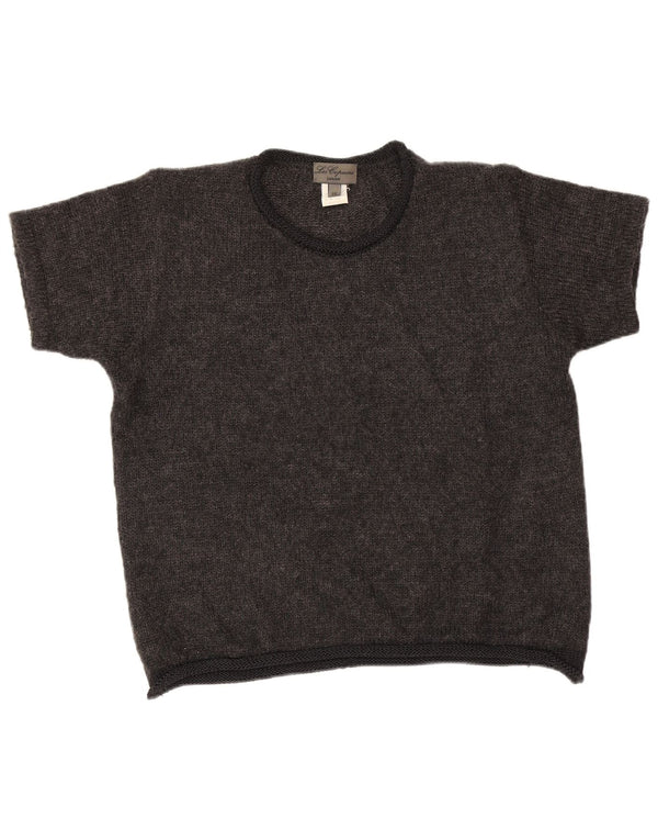 Les Copains Girls Crop Crew Neck Jumper Sweater 15-16 Years Grå