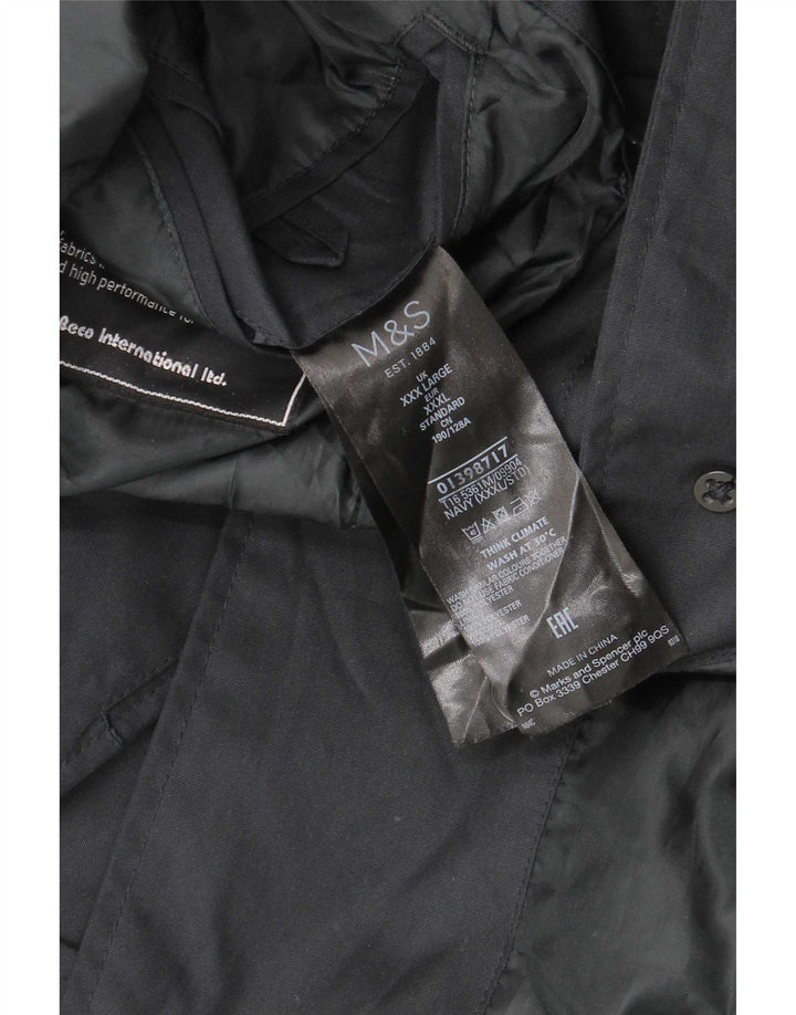 Marks & Spencer Regnfrakke med hætte til mænd UK 46 3XL marineblå polyester