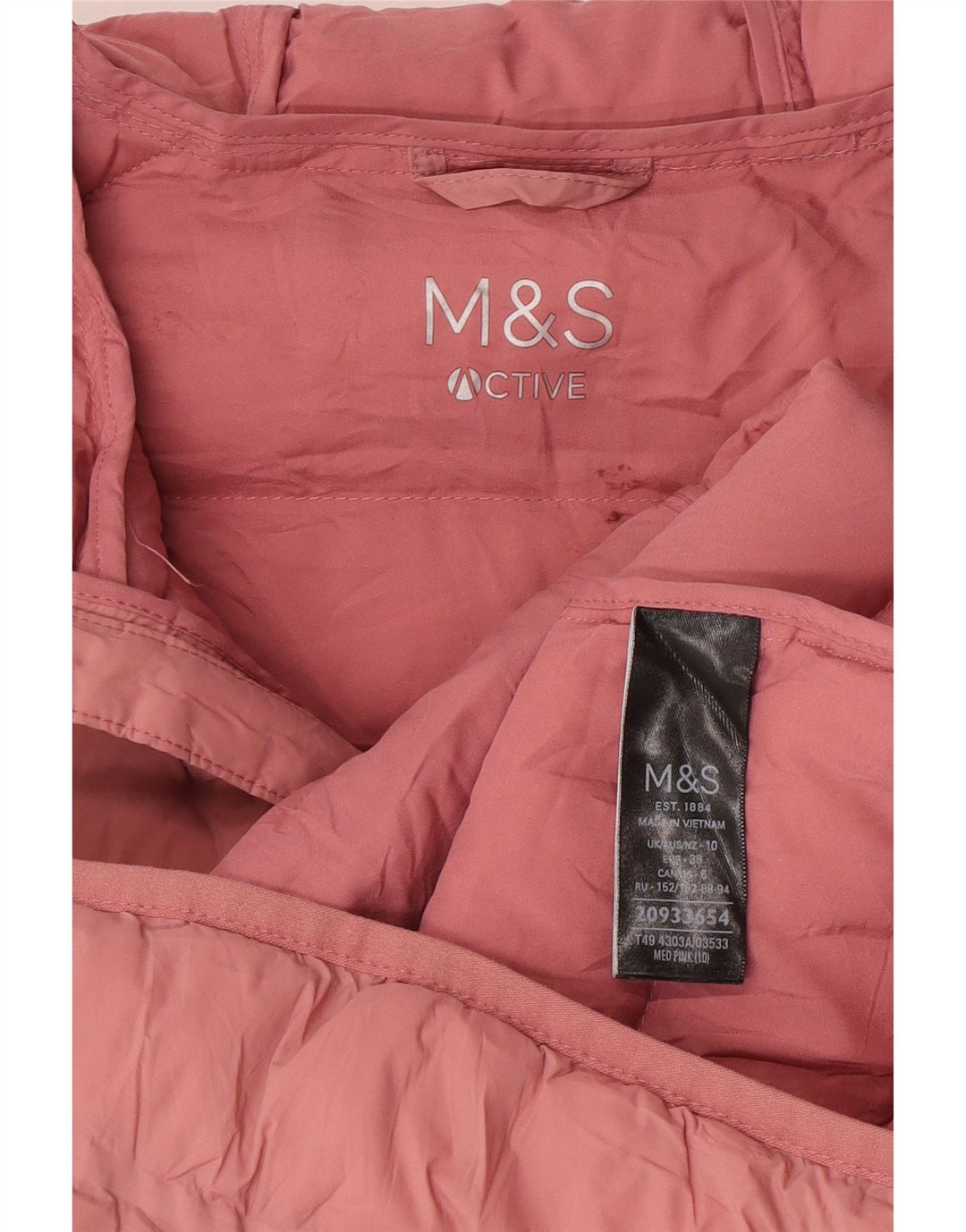 Marks & Spencer Polstret hættejakke til kvinder UK 10 Lille Pink Polyamid