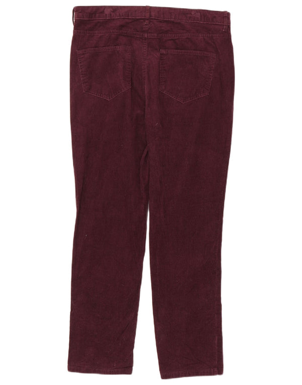 Marks & Spencer Womens Corduroy Trousers UK 14 Large W32 L28 Burgundy