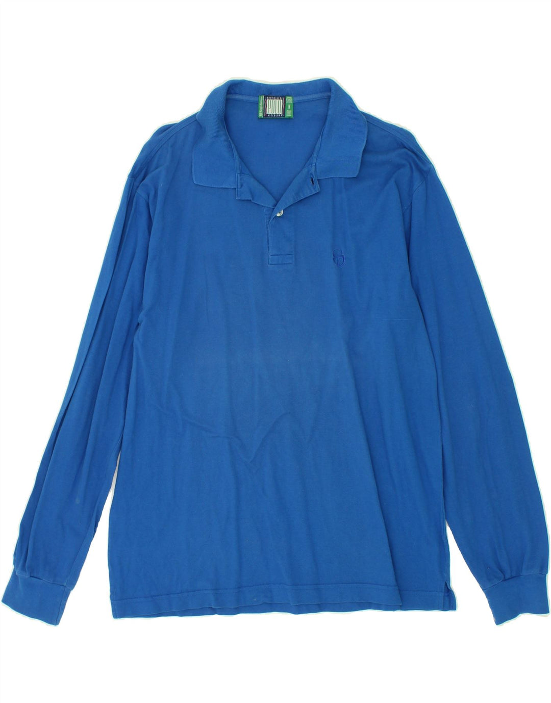 SERGIO TACCHINI Mens Long Sleeve Polo Shirt Medium Blue Vintage Sergio Tacchini and Second-Hand Sergio Tacchini from Messina Hembry 