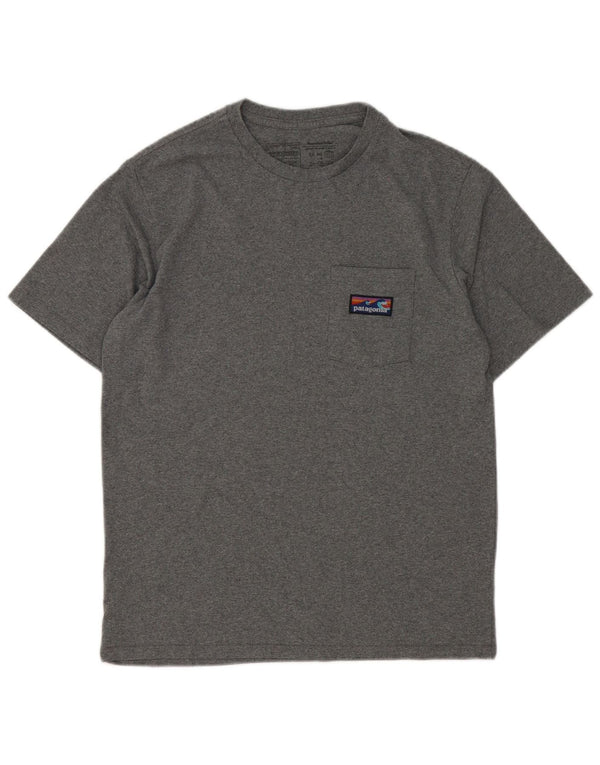 Patagonia Herre Regular Fit T-Shirt Top Lille Grå Bomuld
