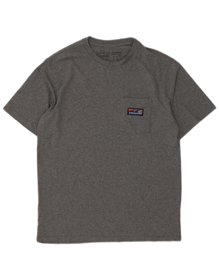 Patagonia Herre Regular Fit T-Shirt Top Lille Grå Bomuld
