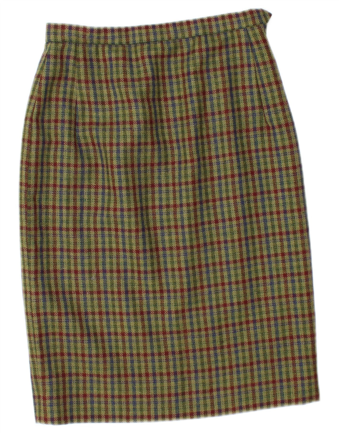 Vintage kvinders 2-knaps 2-delt nederdelsæt UK 12 Medium W26 Khaki Check