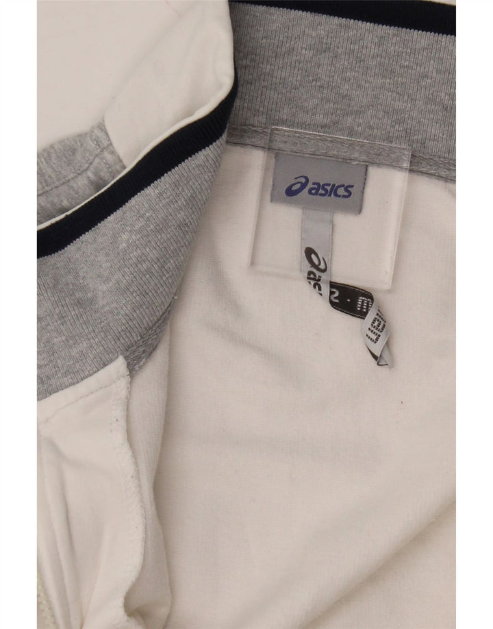ASICS Womens Tracksuit Top Jacket UK 14 Large White Colourblock Vintage Asics and Second-Hand Asics from Messina Hembry 
