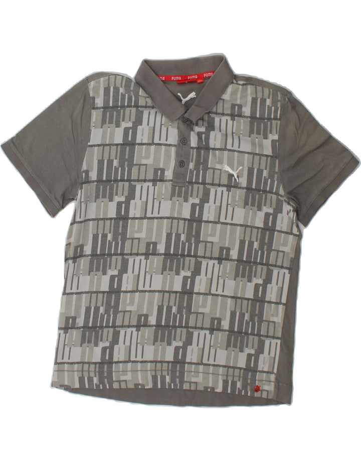 PUMA Mens Graphic Polo Shirt Medium Grey Cotton Vintage Puma and Second-Hand Puma from Messina Hembry 