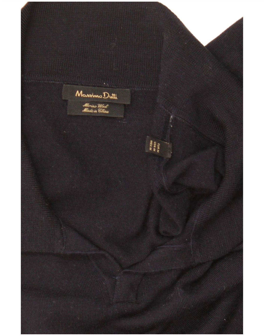 Massimo Dutti Dame Polo Neck Jumper Sweater UK 14 Medium Navy Blue