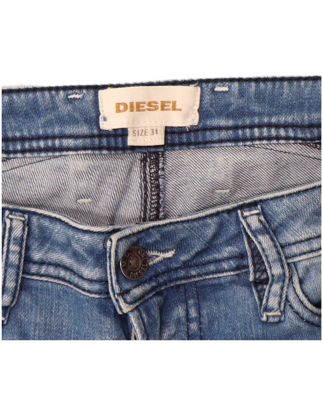 Diesel Herre Distressed Denim Shorts W31 Medium Blue Cotton