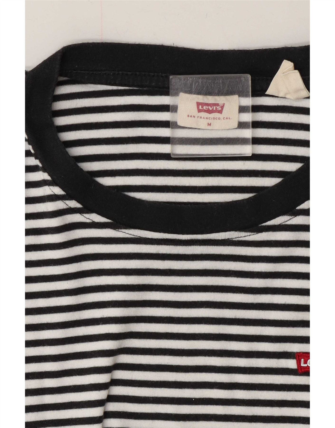 Levi's Dame T-Shirt Top UK 14 Medium Sort Nålestribe