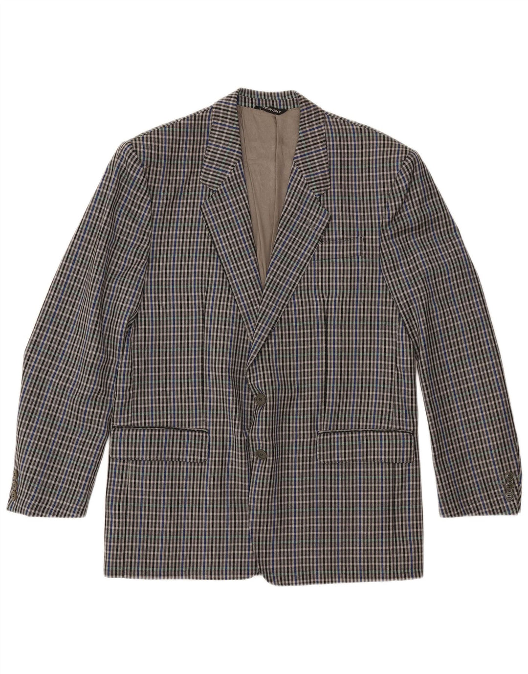 MARIO ZEGNA Herre 2-knaps blazerjakke IT 52 XL Grå ternet uld