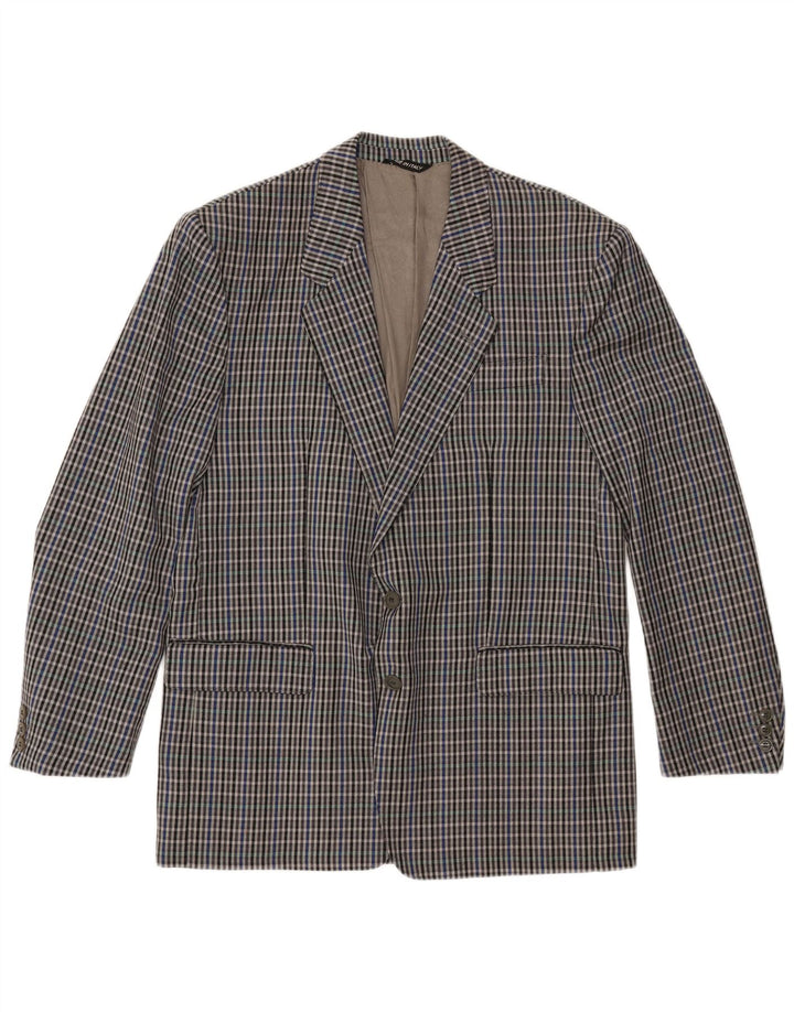 MARIO ZEGNA Herre 2-knaps blazerjakke IT 52 XL Grå ternet uld