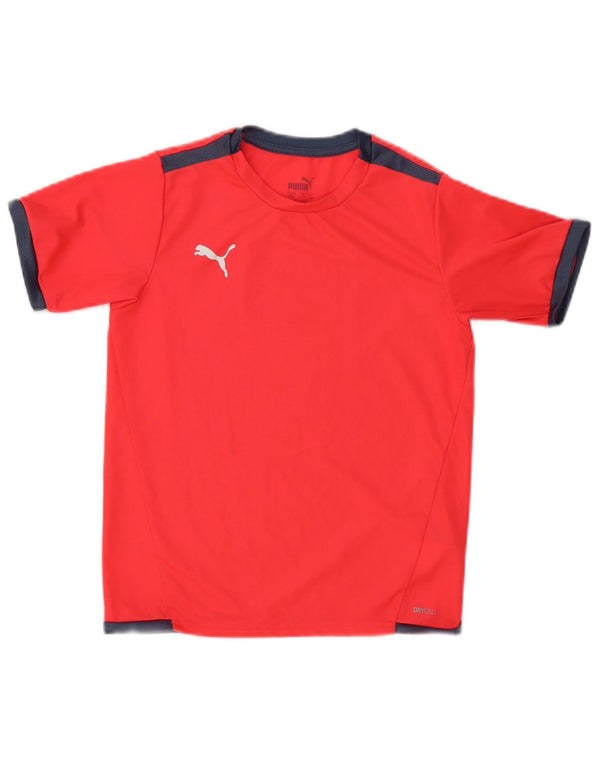 Puma Girls T-Shirt Top 9-10 år Orange Colourblock Polyester