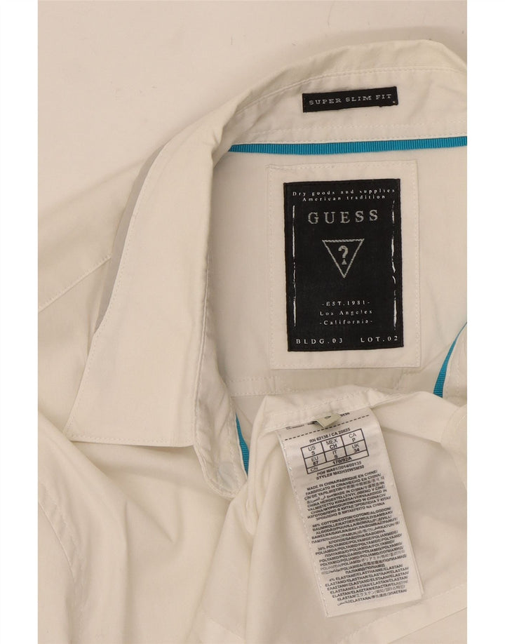GUESS Slim Fit skjorte til mænd, lille hvid bomuld