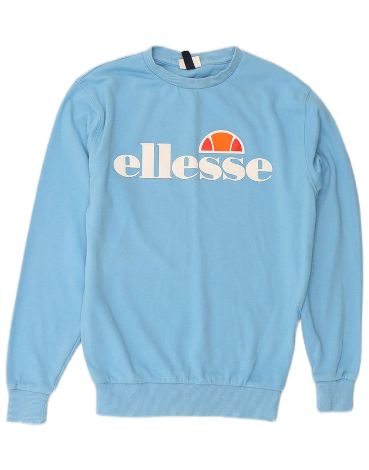 ELLESSE Grafisk Sweatshirt Jumper til kvinder UK 8 Lille blå bomuld