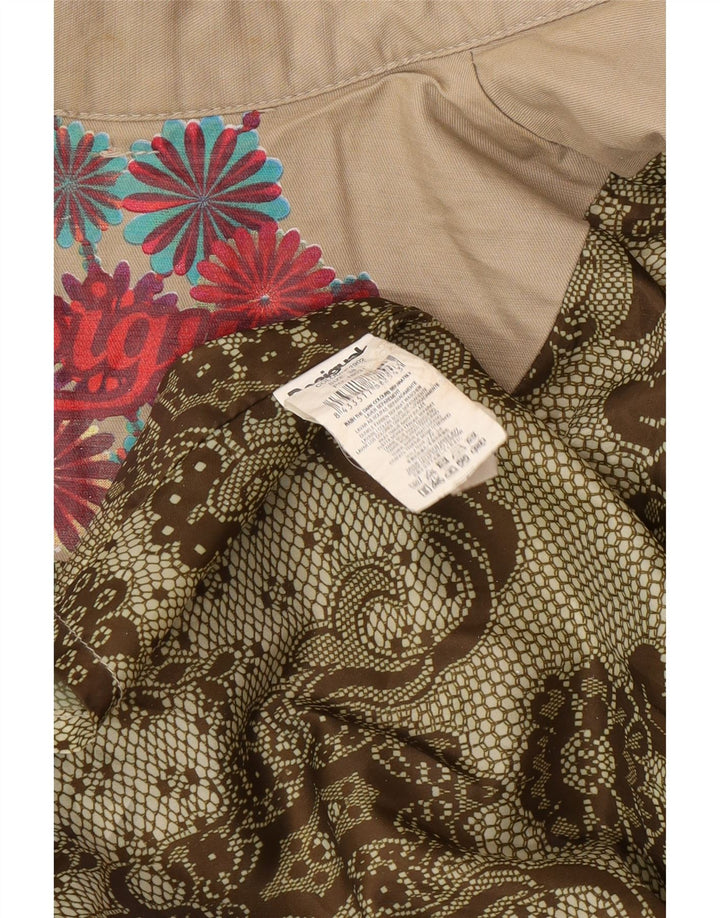 Desigual Dame Dobbeltradet Trench Coat EU 38 Medium Beige Floral