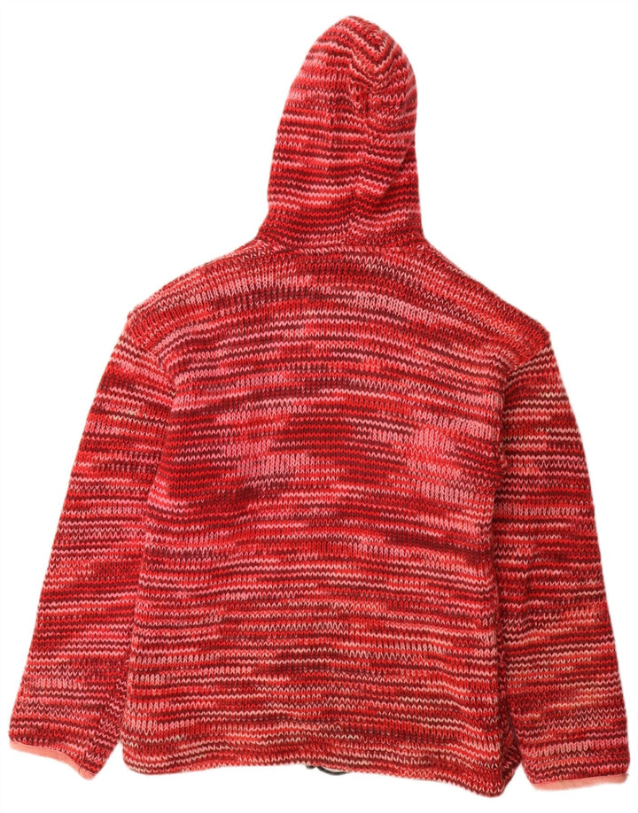 VINTAGE Dame hætte cardigan sweater UK 16 Large Red Flecked Wool