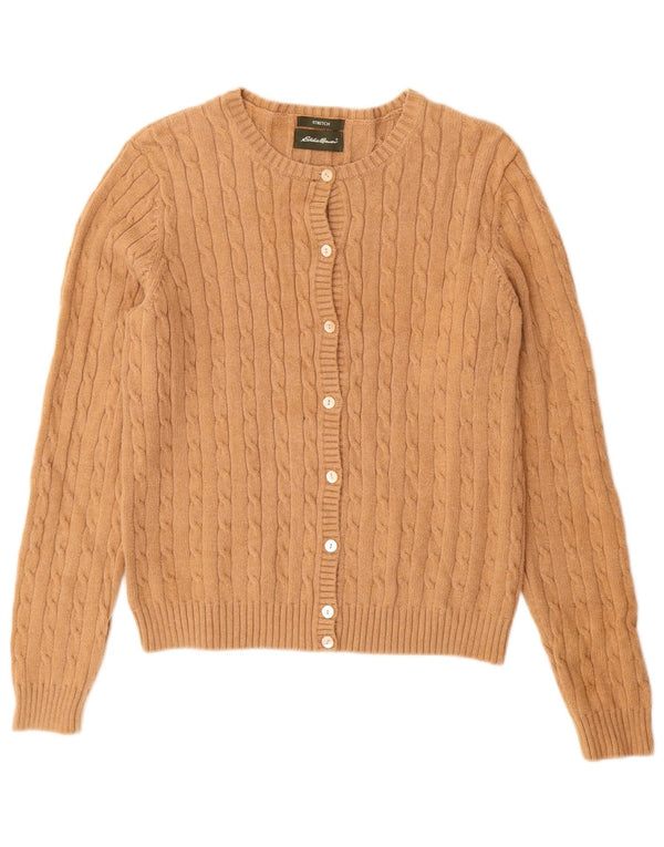 EDDIE BAUER Dame Cardigan Sweater UK 12 Medium Beige Bomuld
