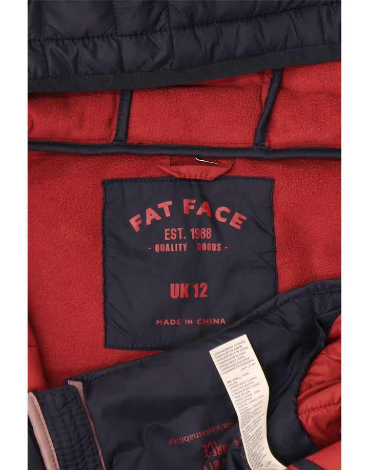 Fat Face Dame Hætte Polstret Jakke UK 12 Medium Navy Blue Nylon