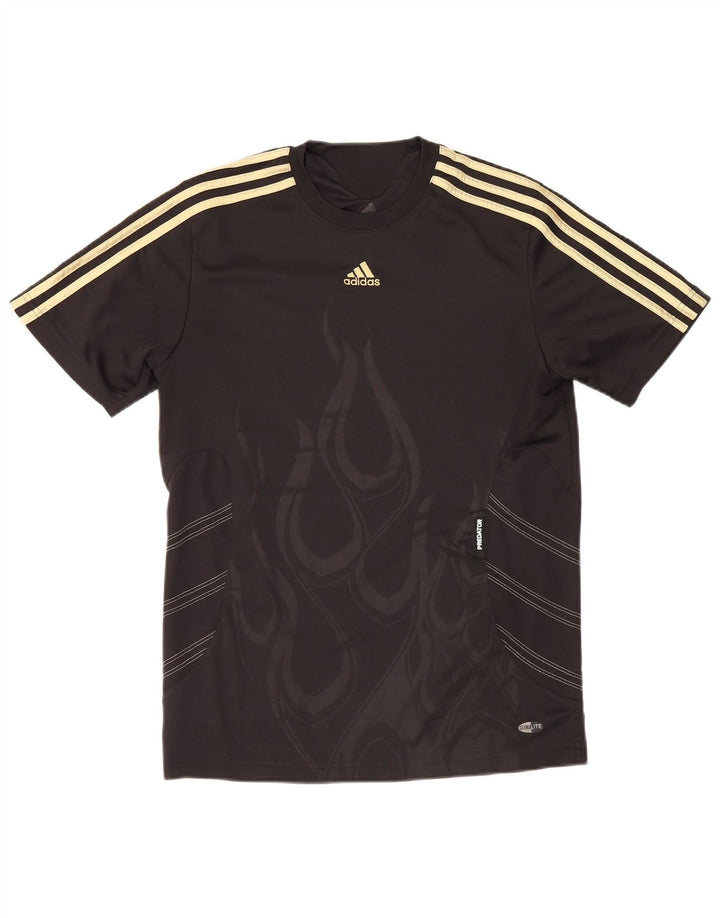 Adidas Herre abstrakt mønster T-shirt top lille sort polyester