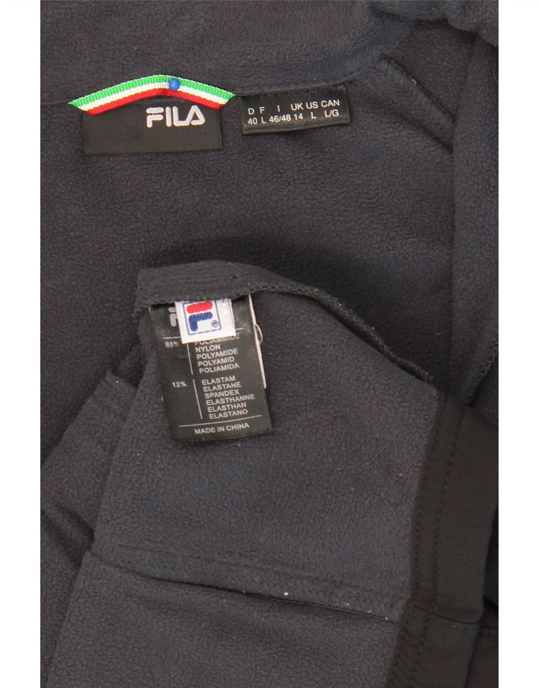 Fila træningsdragt topjakke til kvinder UK 14 Stor sort nylon