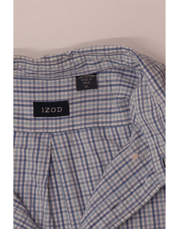Izod kortærmet herreskjorte XL blå ternet bomuld