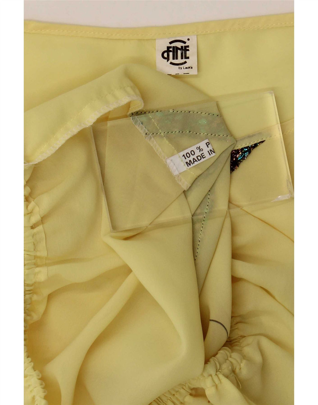 Vintage Womens Crop Bluse Top UK 14 Medium Yellow Floral Polyester