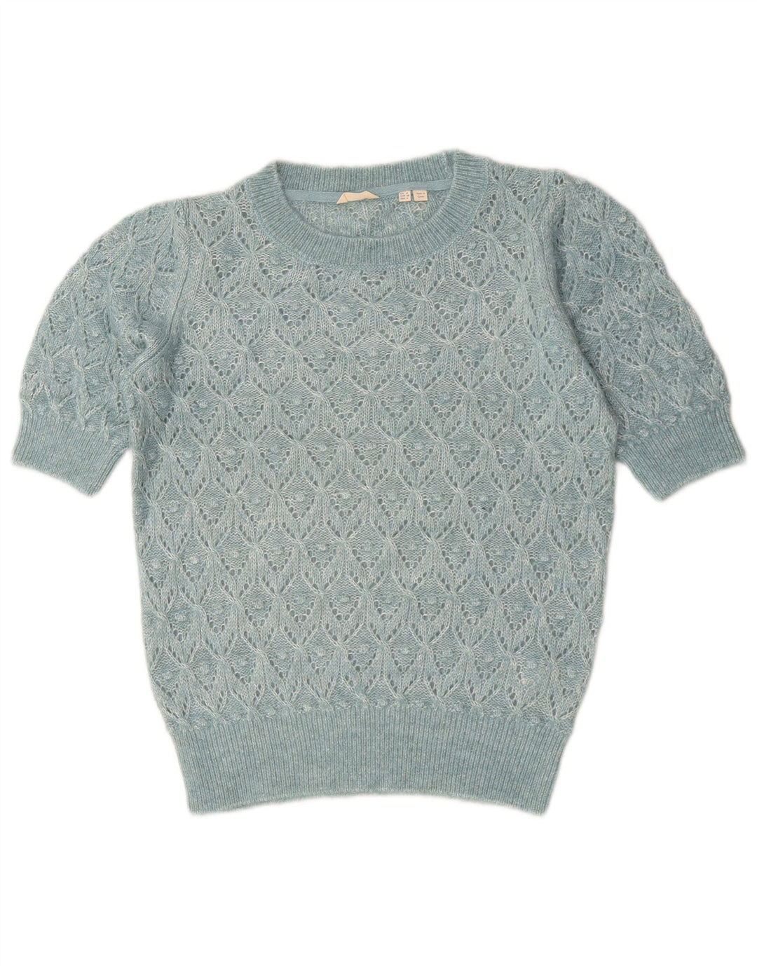 Fat Face Dame Boat Neck Jumper Sweater UK 8 Small Blue Geometric