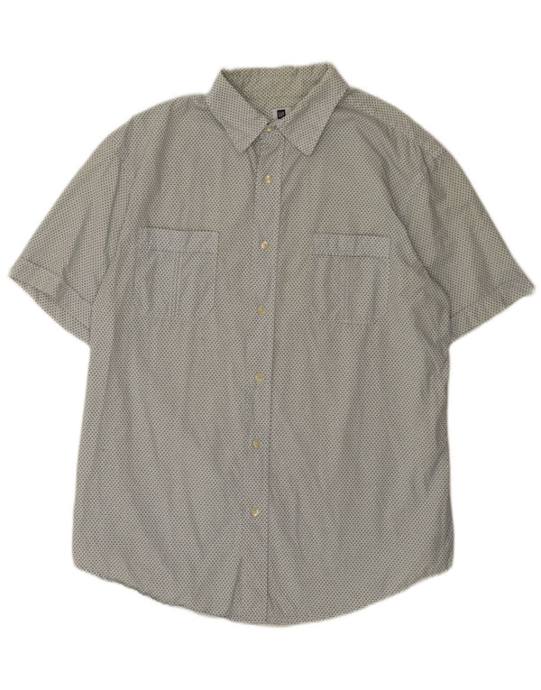 Gap Mens Short Sleeve Shirt Large White Spotted Cotton